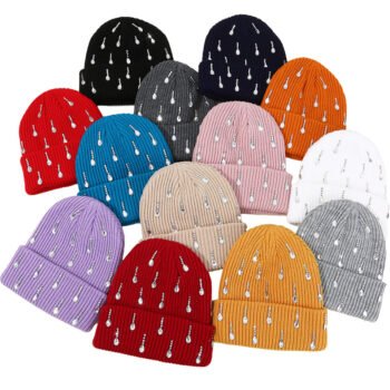 Stock Winter Warm Hat Rhinestone Luxury Beanies Hat High Quality Fashion Women Knitted Beanie Hats for Women