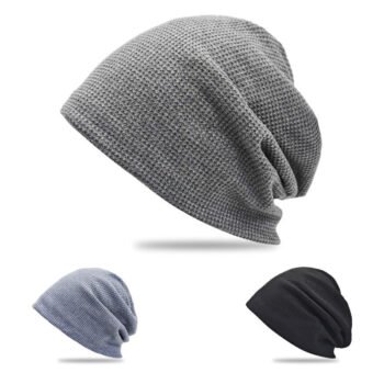 Fashion Thick Stretch Skull Slouchy Caps Custom Crochet Knit Plain Beanie Hats With Custom Logo
